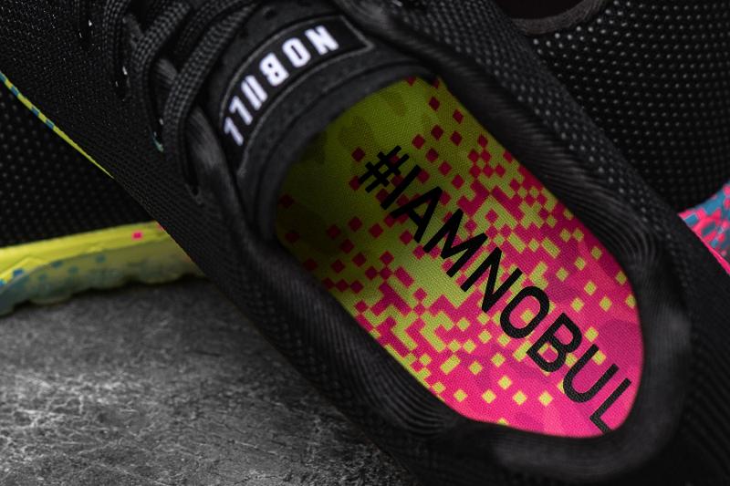 Black Nobull Neon Glitch Men's Trainers | CA N1507W